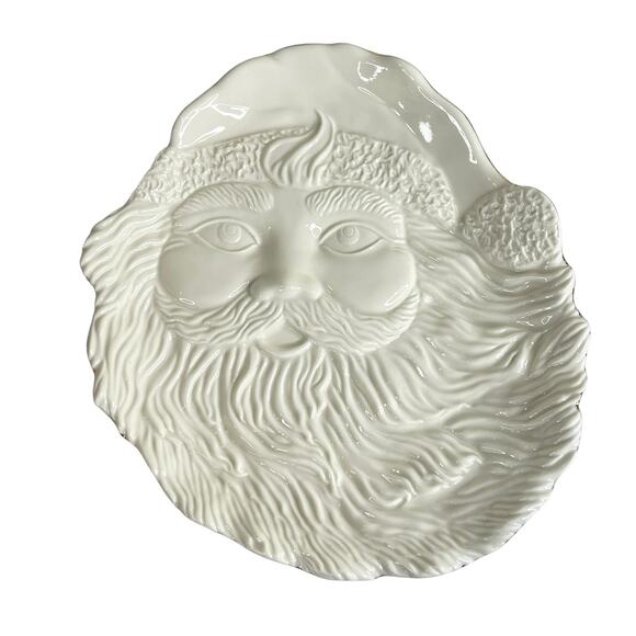 Mikasa Santas Cookie Plate 10" Christmas Holiday Porcelain Santa Face Gold Trim - Picture 4 of 10